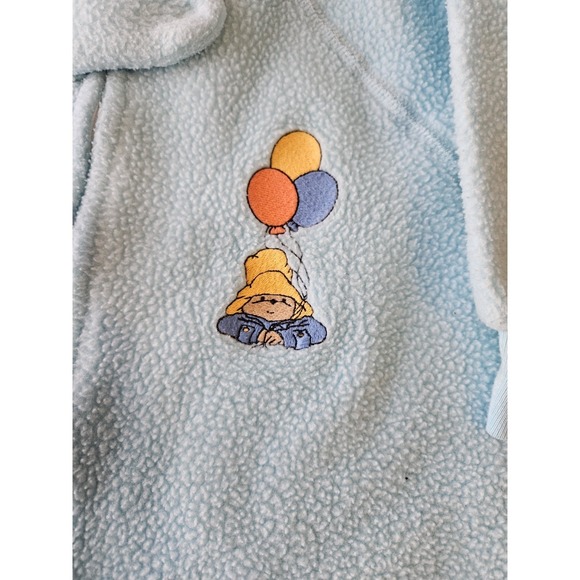 Vintage Paddington Bear Baby Fleece Sleeper XL 18-24M Blue Zip One-Piece USA - Picture 7 of 9